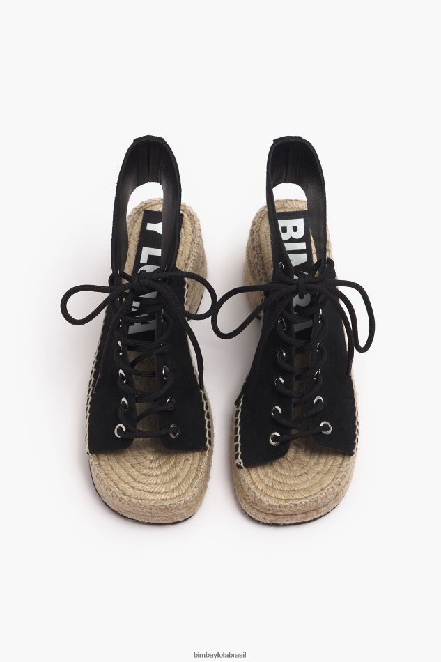 footwewar Bimba Y Lola sandália salto couro rachado preto P28JFH581