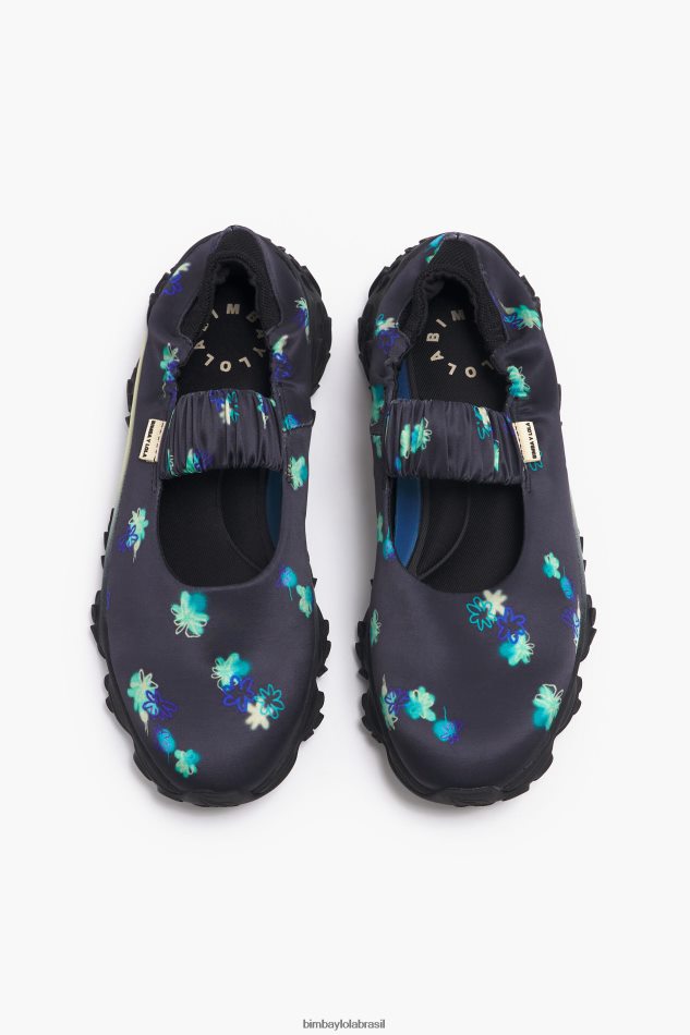 footwewar Bimba Y Lola flores em spray estampadas pulpo runner bailarina cinza P28JFH550