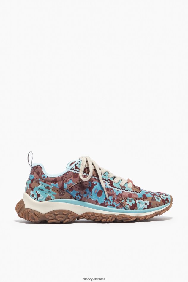 footwewar Bimba Y Lola tênis full pulpo com flores marrom P28JFH545