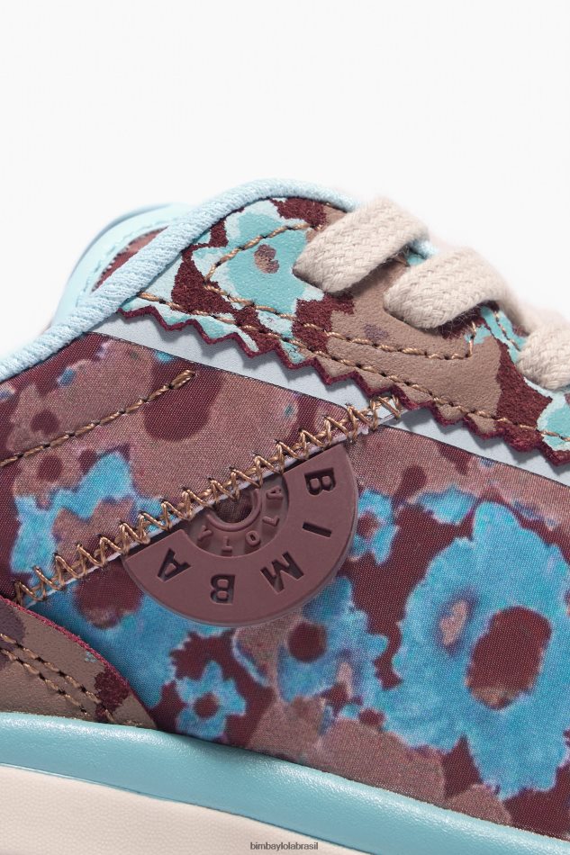 footwewar Bimba Y Lola tênis full pulpo com flores marrom P28JFH545