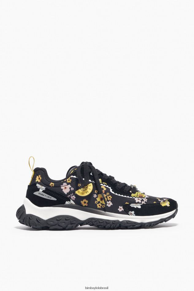 footwewar Bimba Y Lola tênis pulpo runner de flores acrílicas preto P28JFH544